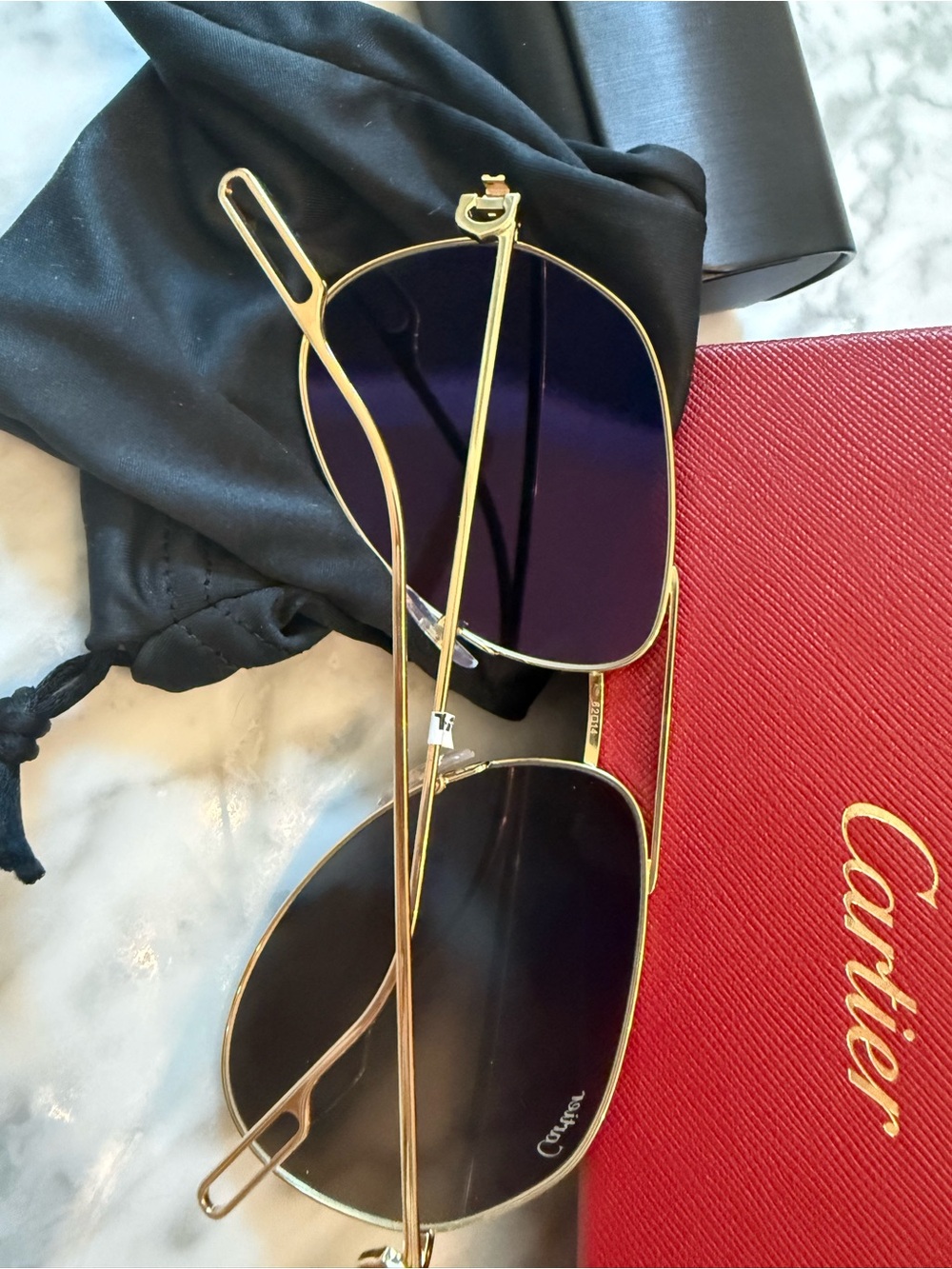 Cartier Gold Aviator Sunglasses with Reflective Gold Lenses - Picture 2 of 14